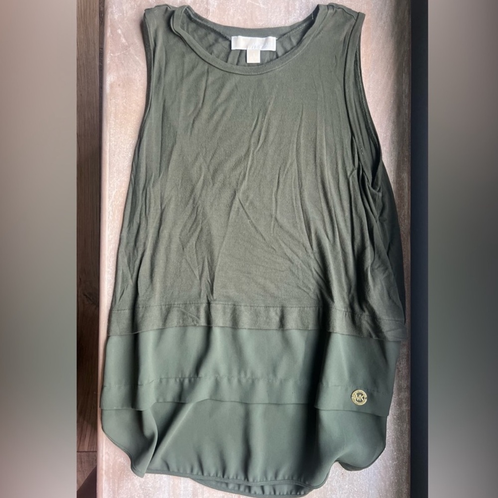 Michael Kors Khaki Green Layered Tank Top